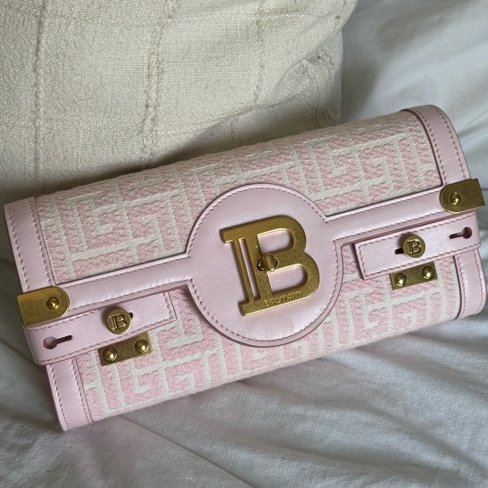 Pink Balmain Jacquard B-Buzz Bag